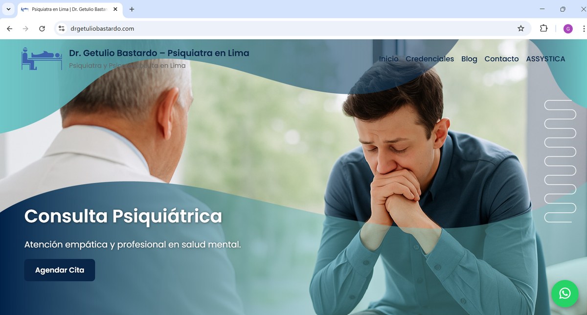 Captura de la página web del Dr. Getulio Bastardo